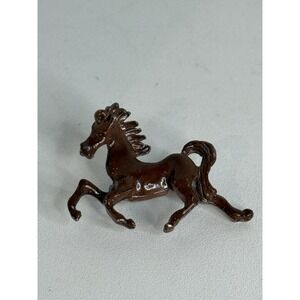 Enamel Horse Pin Brooch Brown Running Horse Taiwan Vintage